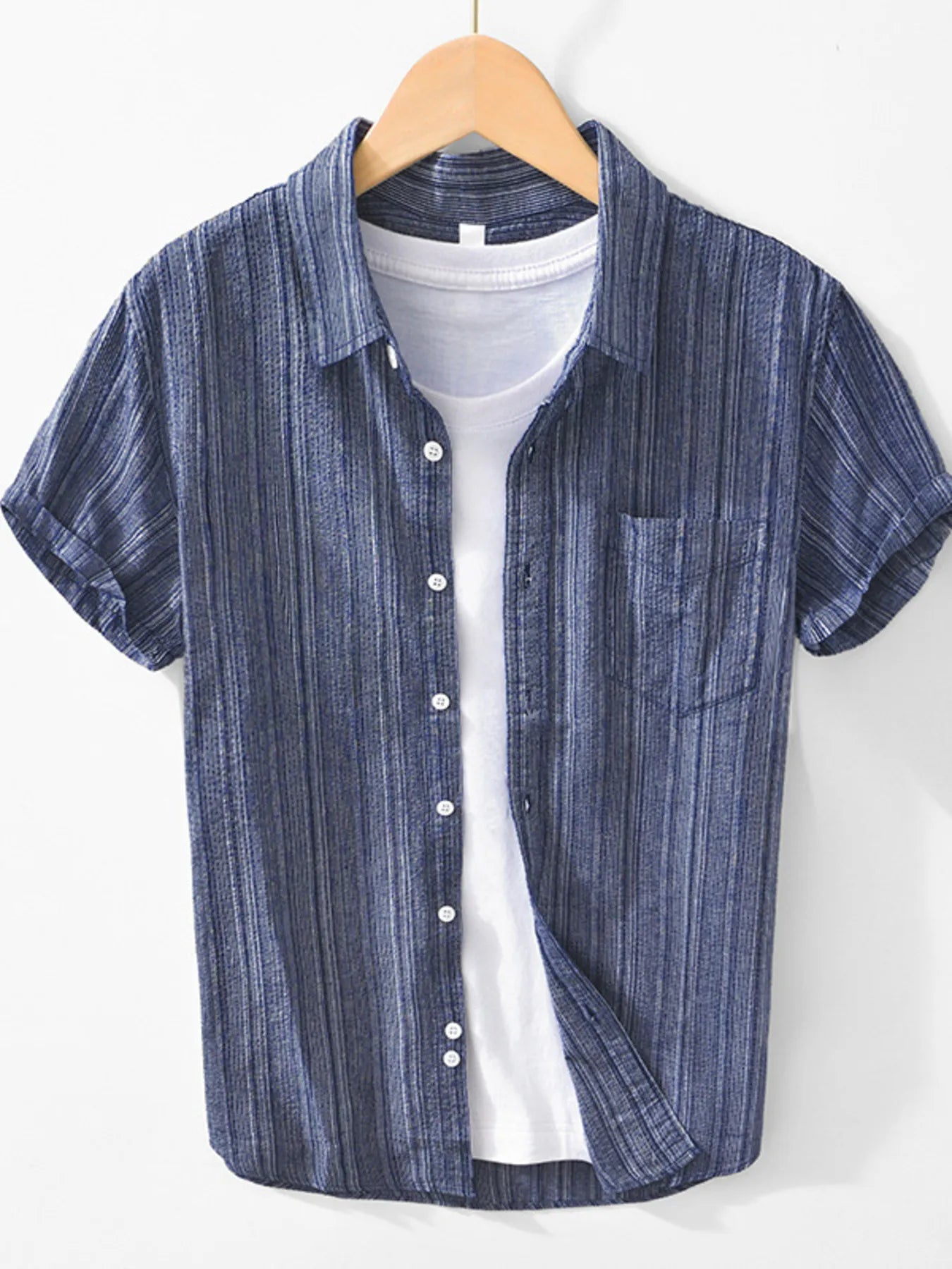 Men's Striped Collared Neck Short Sleeve Shirt | Shirts Shirts from PHUNKYN