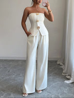 Tube Top and Wide Leg Pants Set | Outfit Sets Top and Pants Set from PHUNKYN