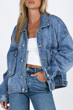 Collared Neck Button Up Denim Jacket | Jacket from PHUNKYN