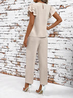 Casual Flutter Sleeve Top and Pants Two-Piece Set | Outfit Sets Top and Pants Set from PHUNKYN