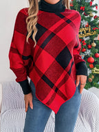Plaid Turtleneck Batwing Sleeve Sweater | Sweaters Sweater from PHUNKYN