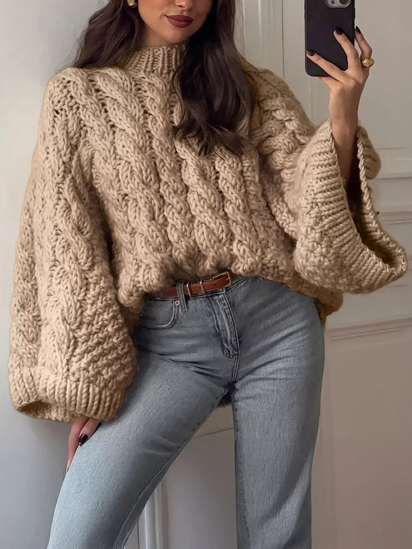 Cable Knit Round Neck Sweater | Sweaters Sweater from PHUNKYN