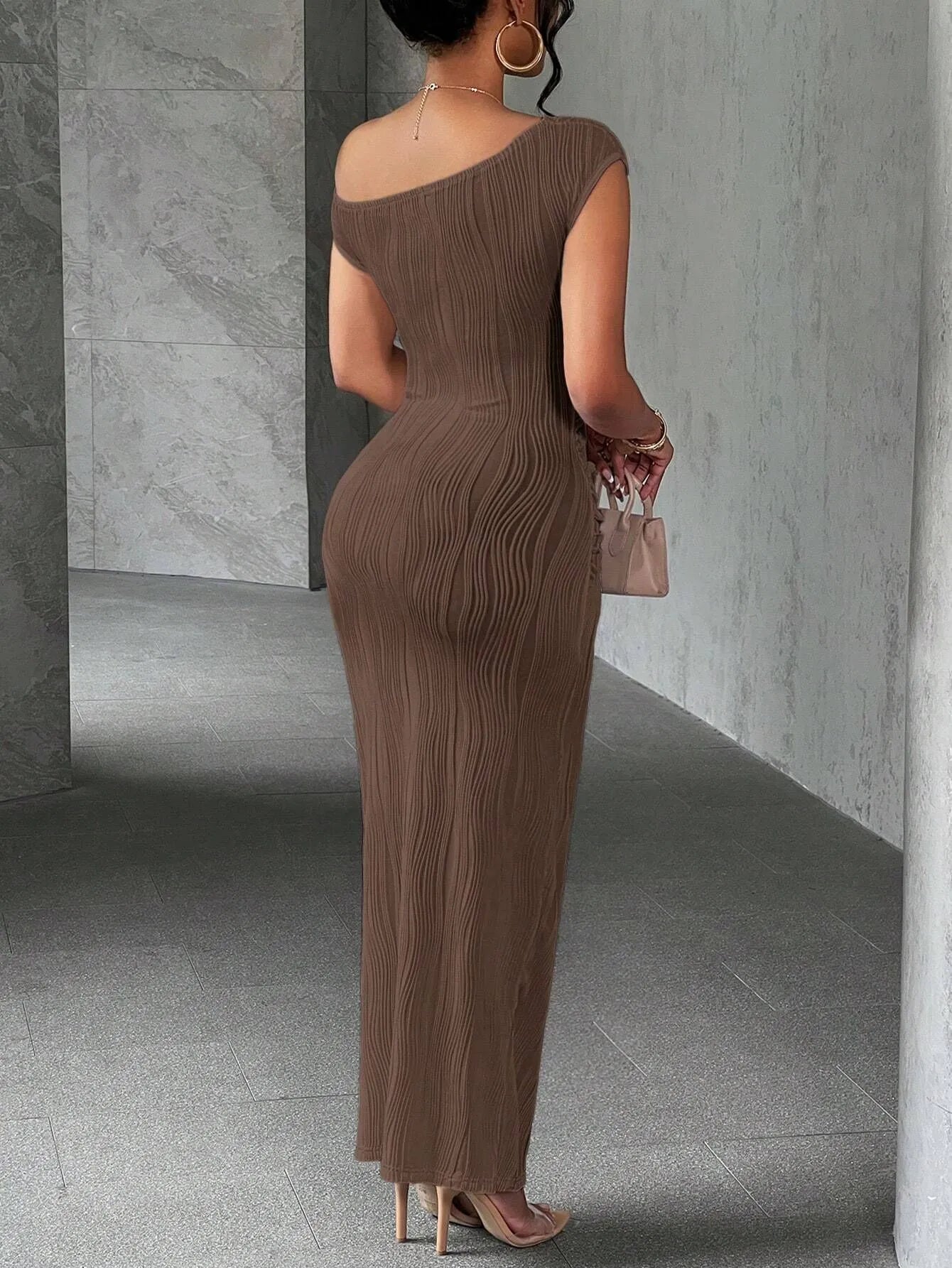 Asymmetrical One Shoulder Bodycon Maxi Dress | Dresses Maxi Dress from PHUNKYN