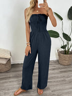 Smocked Tube Wide Leg Jumpsuit One-Pieces Jumpsuit PHUNKYN