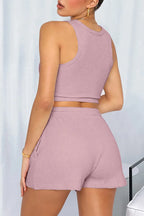 Round Neck Top and Drawstring Shorts Set | Outfit Sets Top And Shorts set from PHUNKYN