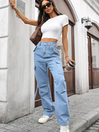 High Waisted Cargo Pocket Jeans | Jeans Cargo Jeans from PHUNKYN
