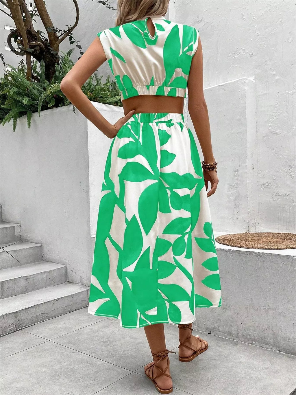 Cutout Printed Sleeveless Dress | Dresses Dress from PHUNKYN