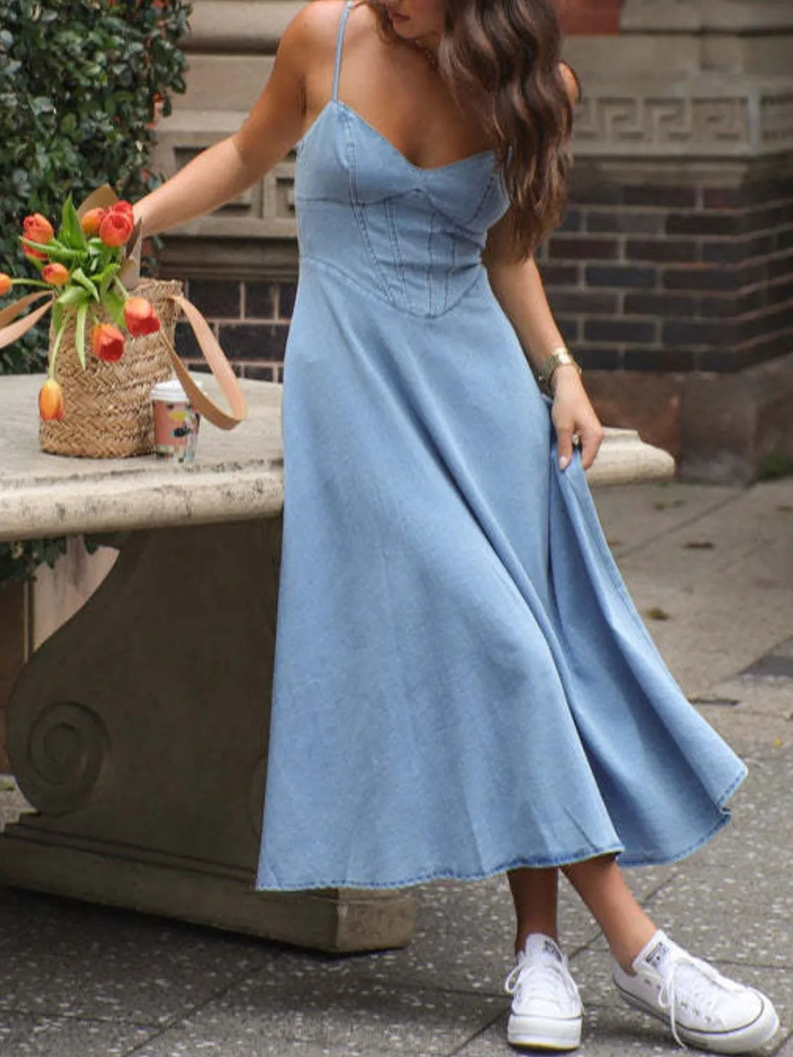 Smocked Sweetheart Neck Midi Cami Dress | Dresses Cami Dress from PHUNKYN