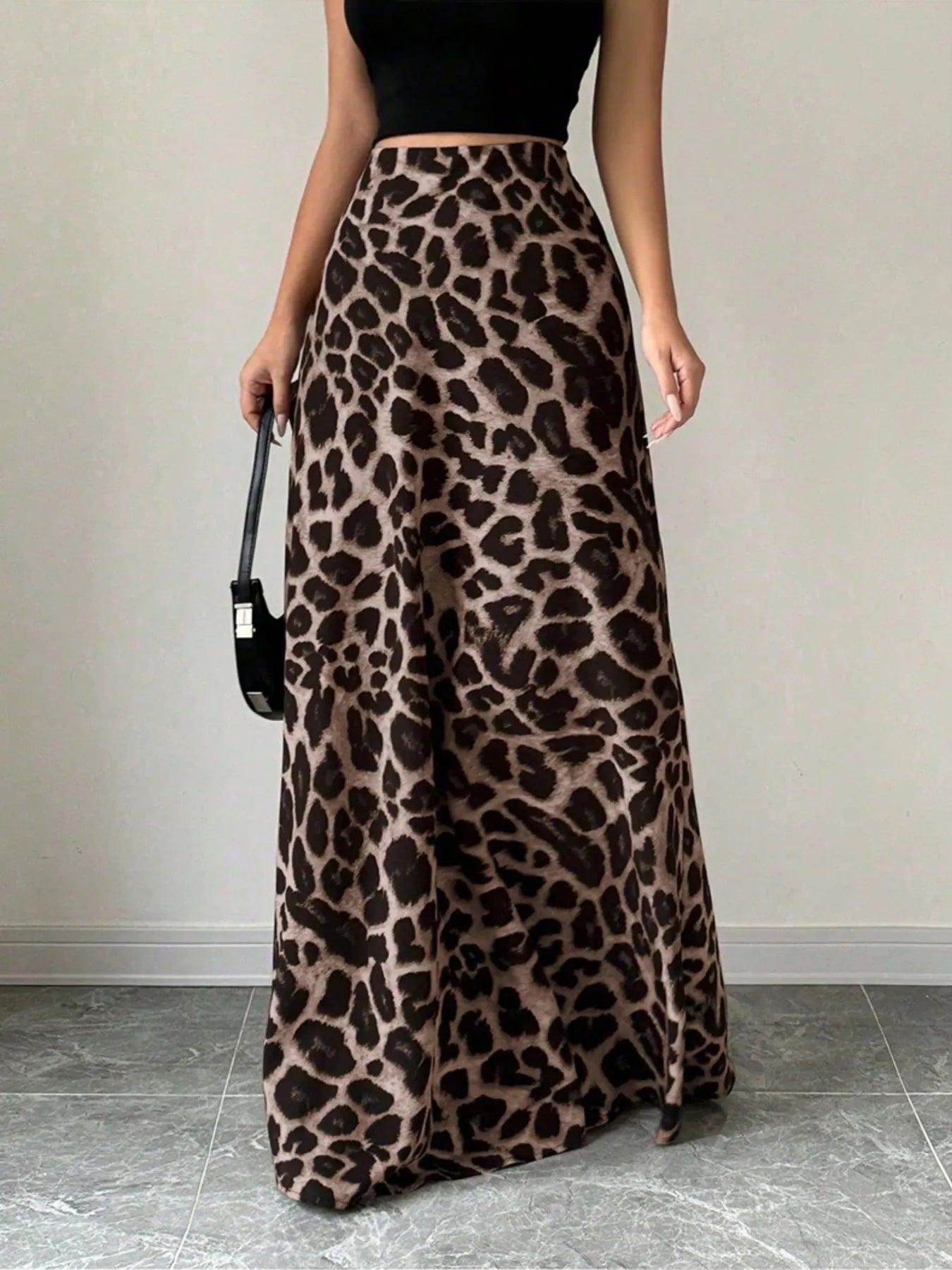 Leopard Print High-Waisted Maxi Skirt | Skirts Maxi Skirt from PHUNKYN