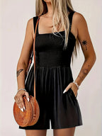 Smocked Wide Strap Romper Plus Size | One-Pieces Romper from PHUNKYN