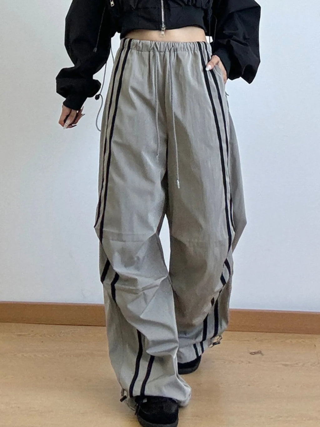 Side Stripes Wide Leg Pants | Joggers Wide Leg Pants from PHUNKYN