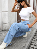 Casual Wide Leg Cargo Jeans | Jeans Cargo Pants from PHUNKYN