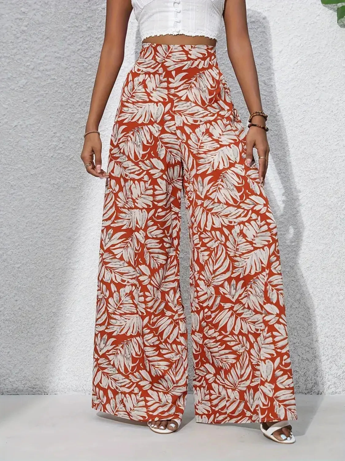 Printed High Waist Wide Leg Pants | Trousers Wide Leg Pants from PHUNKYN