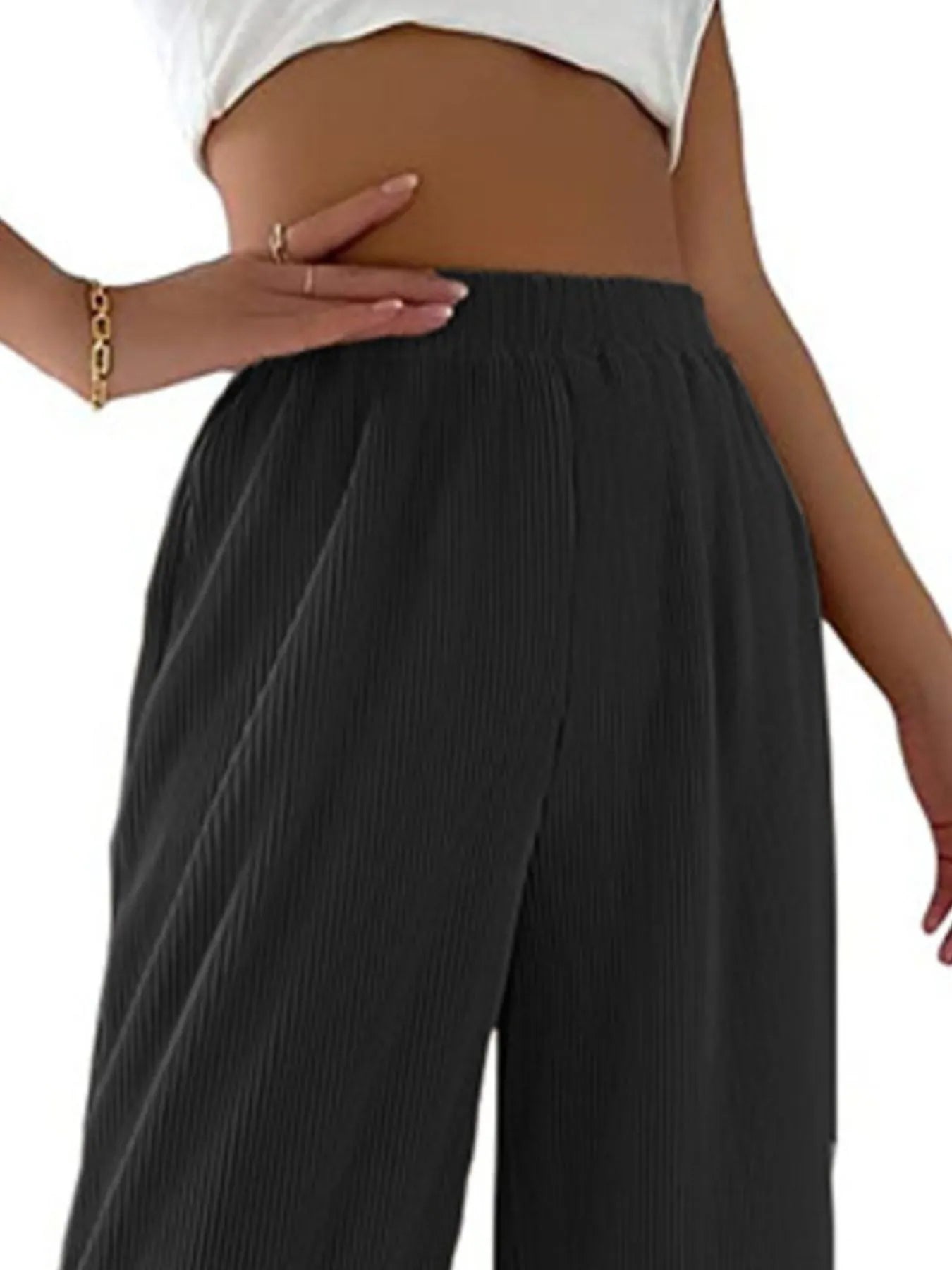 Elastic Waist Wide Leg Pants | Trousers Wide Leg Pants from PHUNKYN