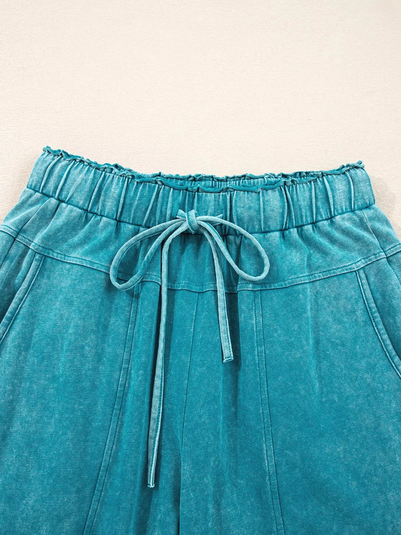 Mineral Wash High Waist Patched Pocket Pants | Trousers Wide Leg Pants from PHUNKYN