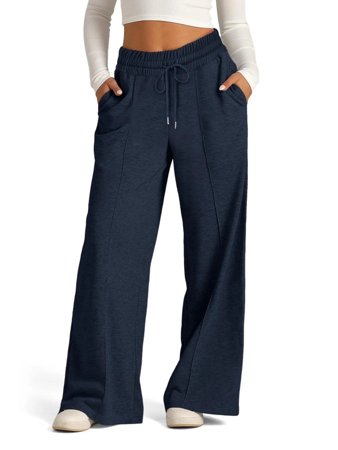 Drawstring Relaxed Fit Wide Leg Pants | Trousers Women's Trousers from PHUNKYN