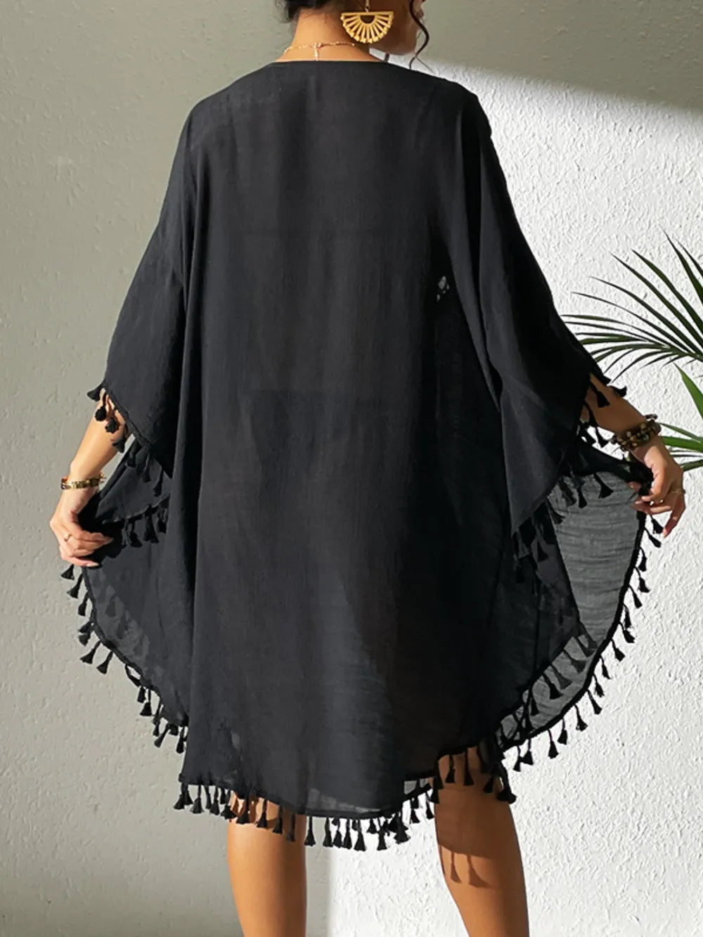 Tassel Cutout Scoop Neck Cover-Up Dress | Cover Ups Cover Up from PHUNKYN