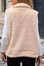 Fuzzy Plaid Texture Zip Up Vest Coat | Vest from PHUNKYN