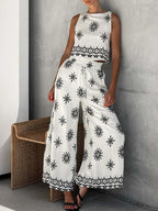 Printed Tank and Pants Set | Outfit Sets Top and Pants Set from PHUNKYN