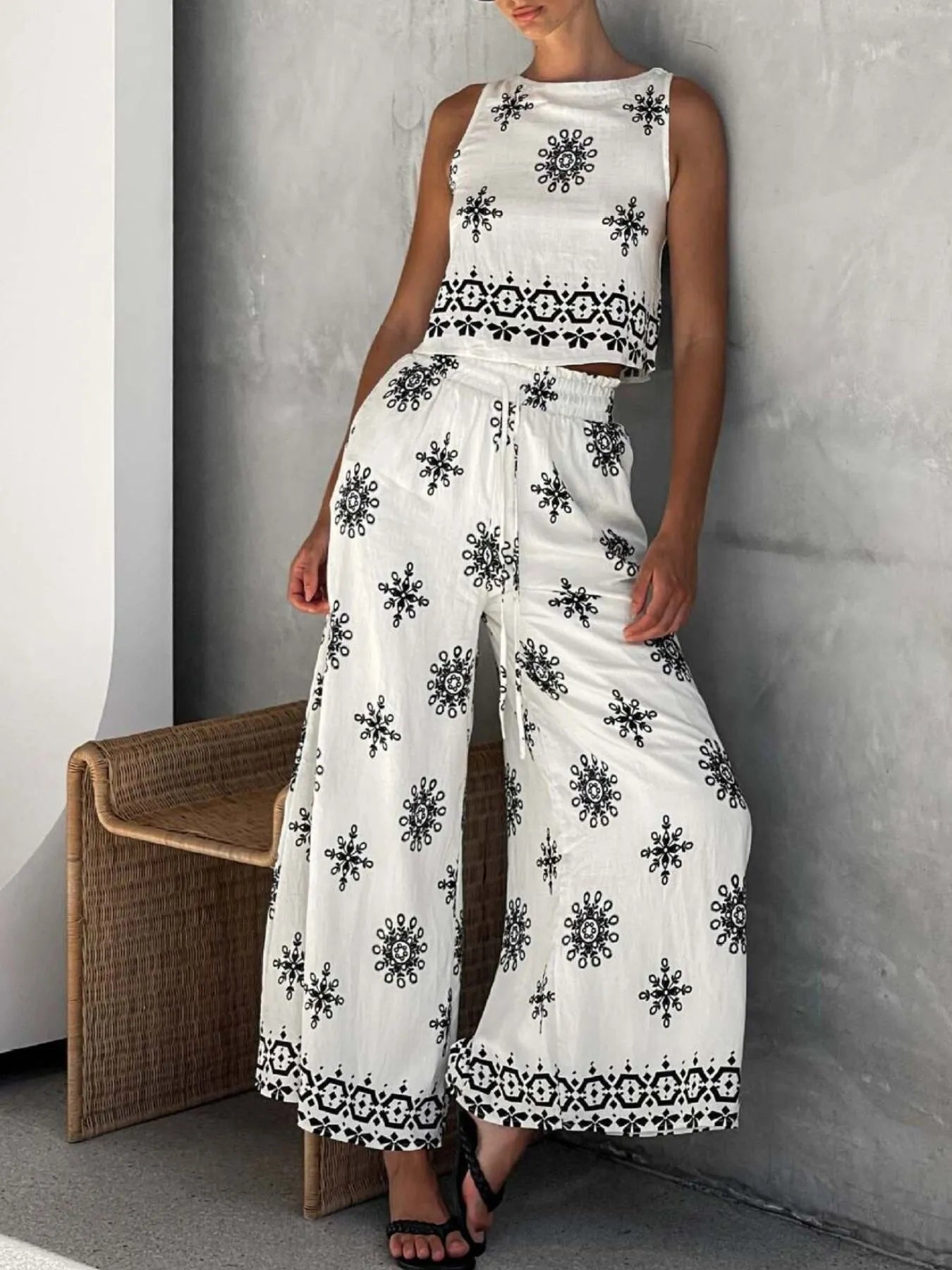 Printed Tank and Pants Set | Outfit Sets Top and Pants Set from PHUNKYN