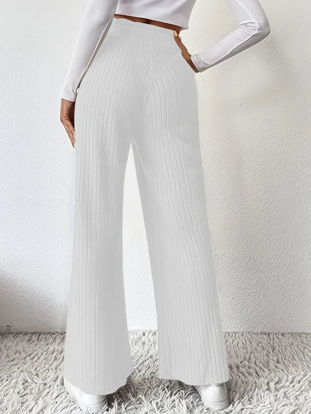 Ribbed High Waist Pants | Trousers Wide Leg Pants from PHUNKYN