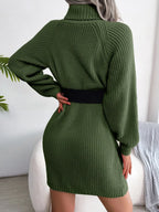 Decorative Button Turtleneck Sweater Dress | Dresses Sweater Dress from PHUNKYN