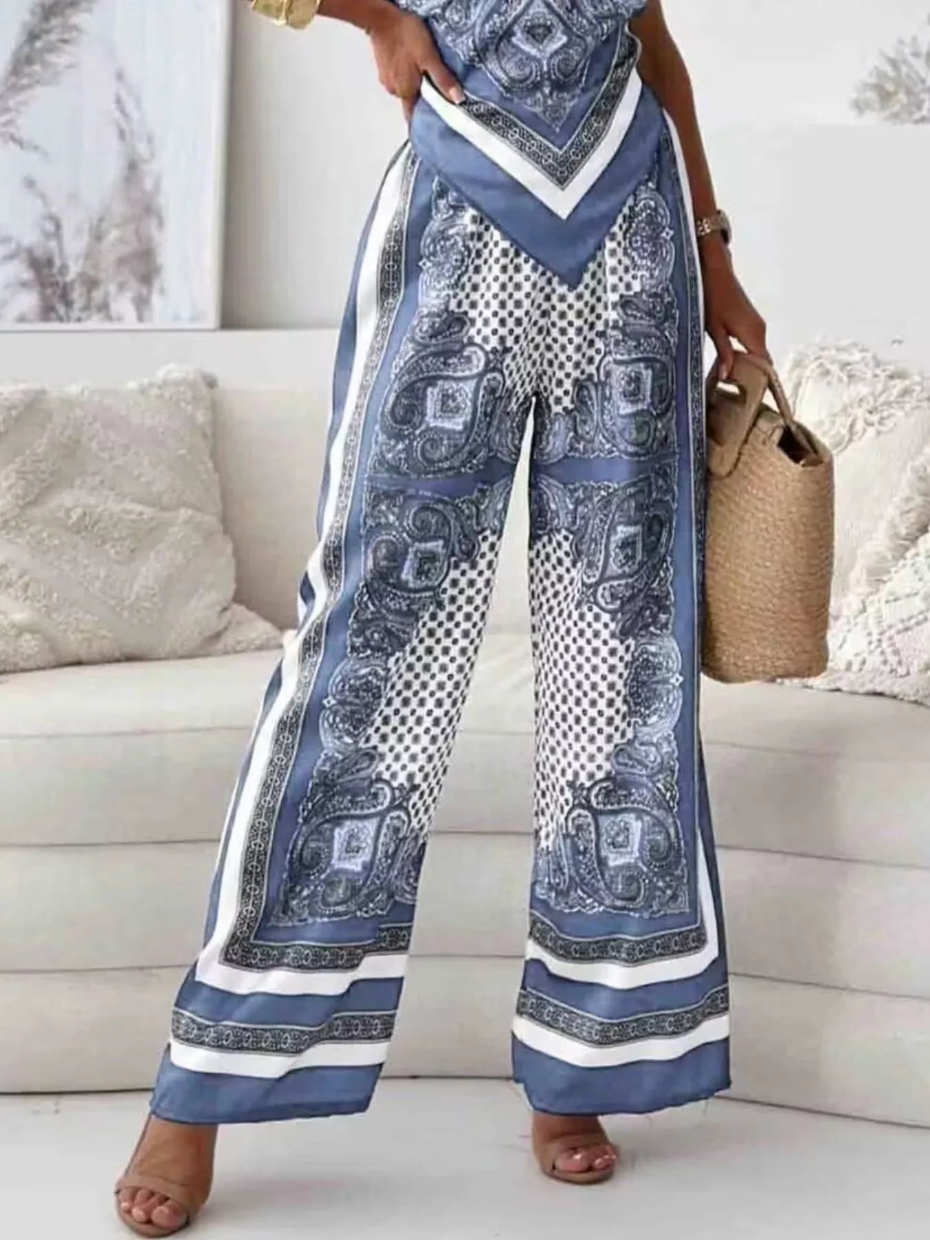 Tie Back Printed Cami and Pants Set | Outfit Sets Top and Pants Set from PHUNKYN