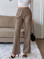 Plaid High-Waisted Wide Leg Pants | Trousers Wide Leg Pants from PHUNKYN