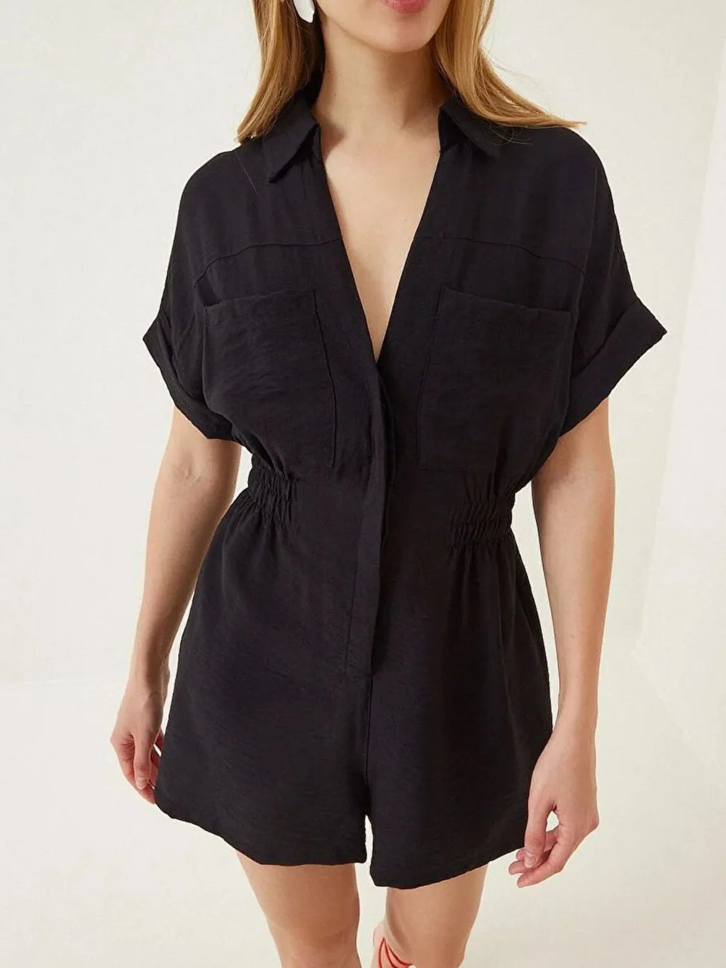 Collar Short Sleeve Romper | One-Pieces Romper from PHUNKYN