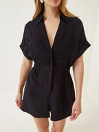 Collar Short Sleeve Romper | One-Pieces Romper from PHUNKYN