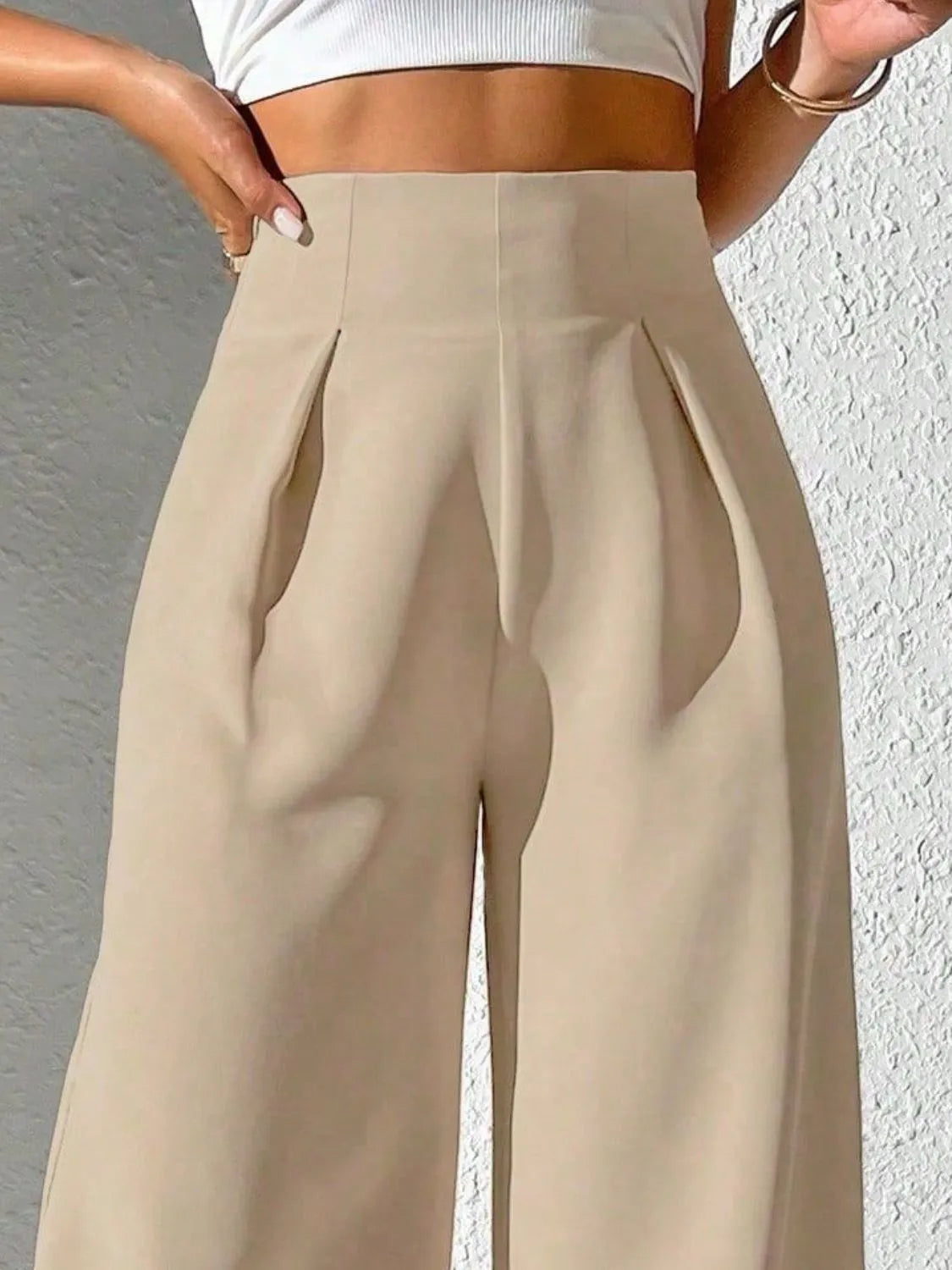 Wide Leg High Waist Pants | Trousers Women's Trousers from PHUNKYN