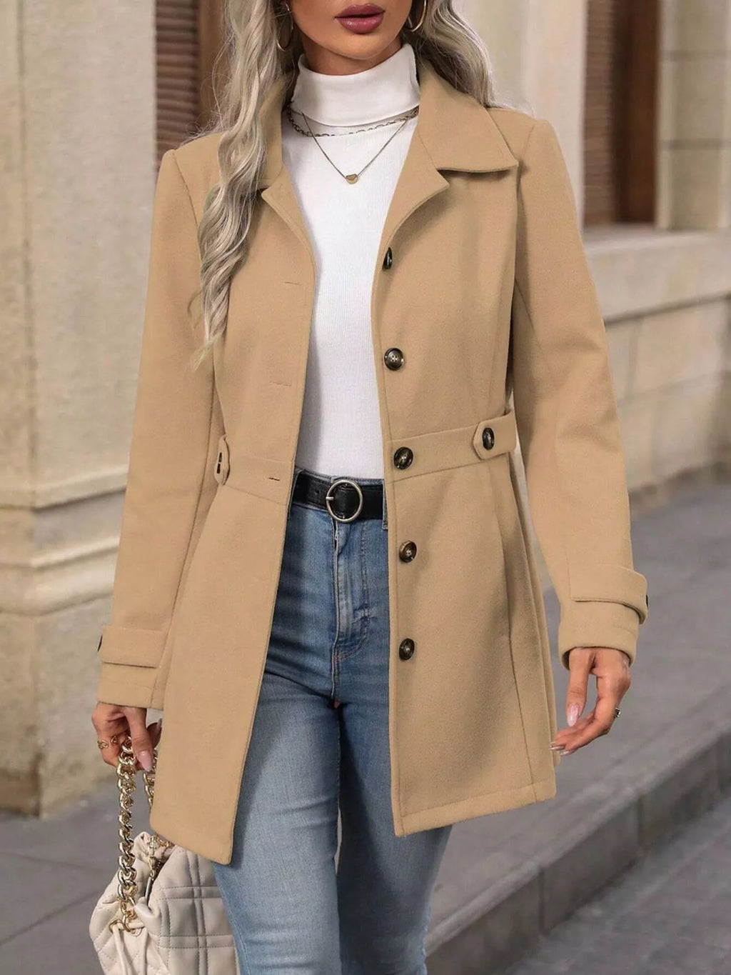 Button Up Long Sleeve Coat | Trench Coats Coat from PHUNKYN