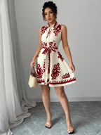 Printed Sleeveless Button Front Dress | Dresses Dress from PHUNKYN