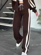 Contrast Stripe Zip Up Jacket and Pants Set | Outfit Sets Top and Pants Set from PHUNKYN