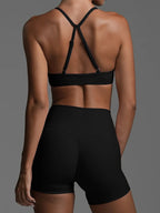 Ruched Sports Bra and High-Waisted Shorts Active Set | Activewear Active Set from PHUNKYN