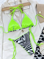 Zebra Print Halter Neck Bikini Set | Classic Bikinis Bikini from PHUNKYN