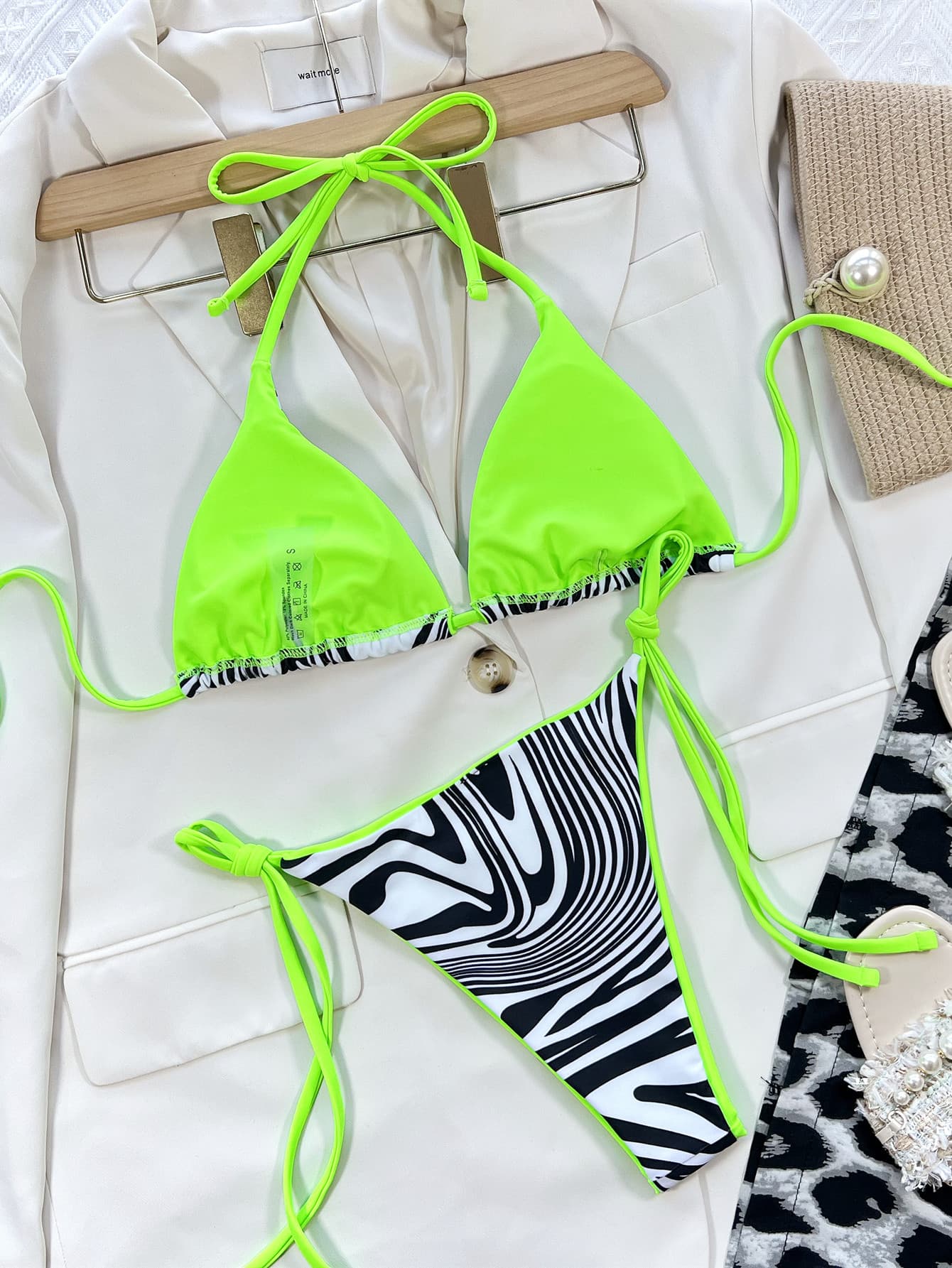 Zebra Print Halter Neck Bikini Set | Classic Bikinis Bikini from PHUNKYN