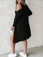 Ribbed Button Front Dress and Cardigan Sweater Set | Outfit Sets Top and Dress Set from PHUNKYN