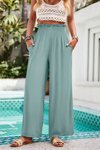 Devine Smocked Wide Leg Pants with Pockets | Pants Wide Leg Pants from PHUNKYN