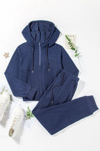 Drawstring Half Zip Hoodie and Joggers Active Set | Outfit Sets Top and Pants Set from PHUNKYN