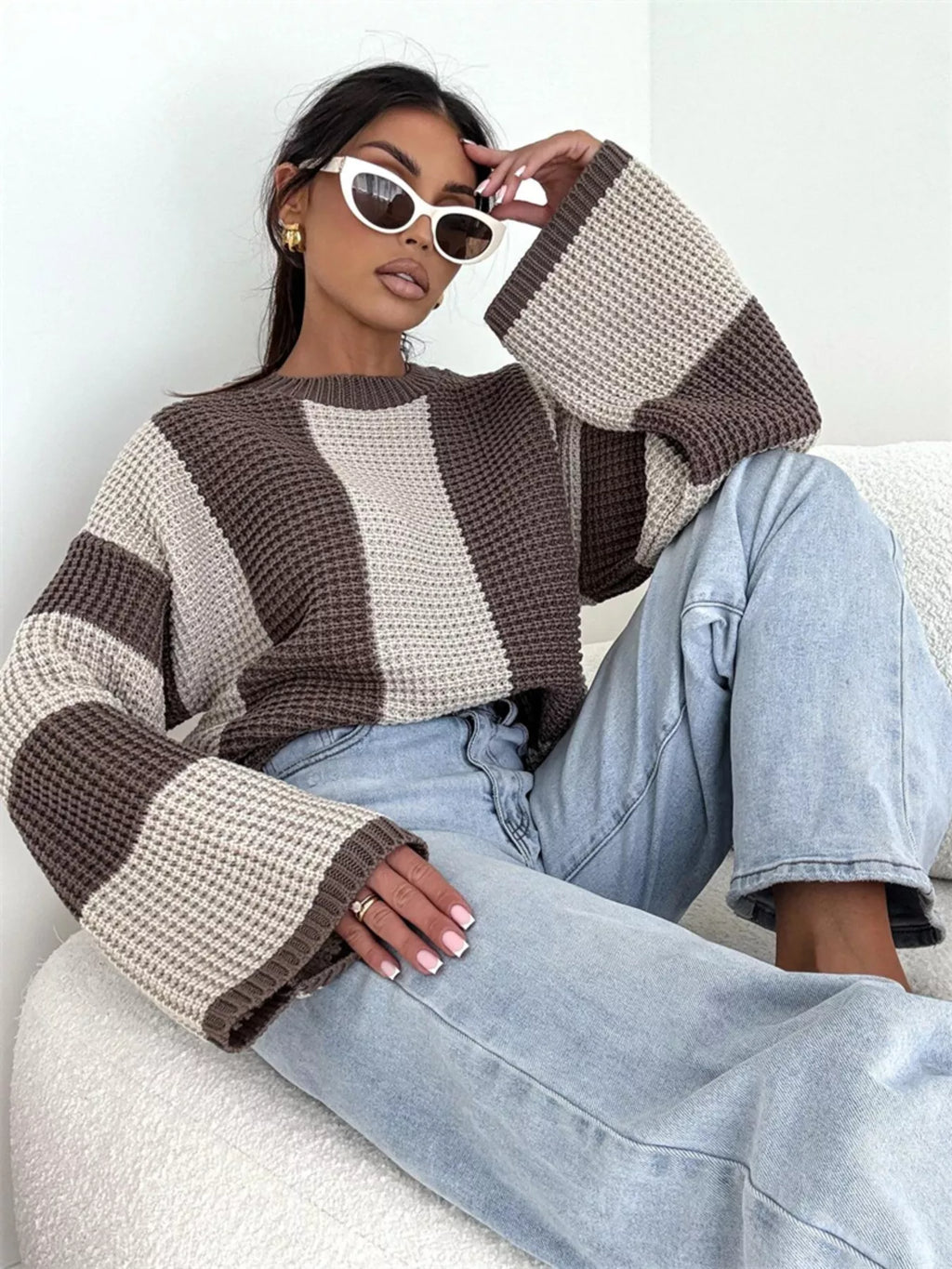 Color Block Long Sleeve Sweater | Sweaters Sweater from PHUNKYN