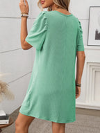 Textured Round Neck Short Sleeve Mini Dress | Dresses Mini Dress from PHUNKYN