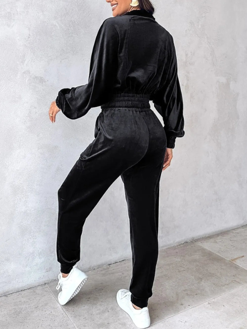 Zip Up Long Sleeve Cropped Top and Joggers Set | Outfit Sets Top and Pants Set from PHUNKYN