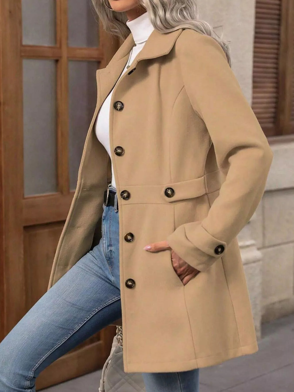 Button Up Long Sleeve Coat | Trench Coats Coat from PHUNKYN