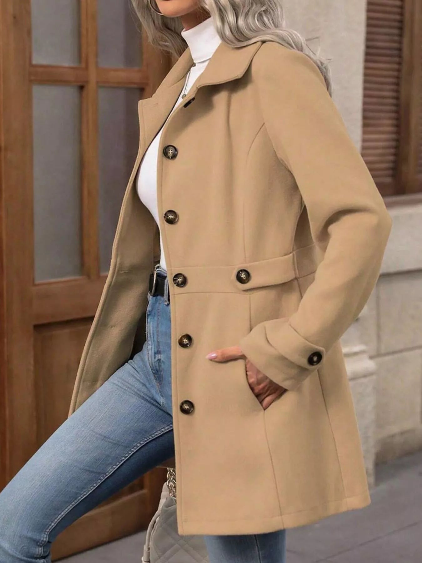 Button Up Long Sleeve Coat | Trench Coats Coat from PHUNKYN