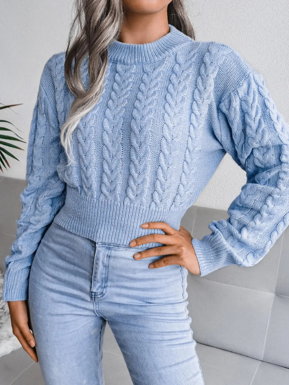 Cable-Knit Round Neck Sweater | Sweaters Sweater from PHUNKYN