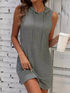 Drawstring Casual Sleeveless Hooded Mini Dress | Dresses Mini Dress from PHUNKYN