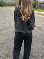 Washed Round Neck Top and Drawstring Pants Set | Top and Pants Set from PHUNKYN