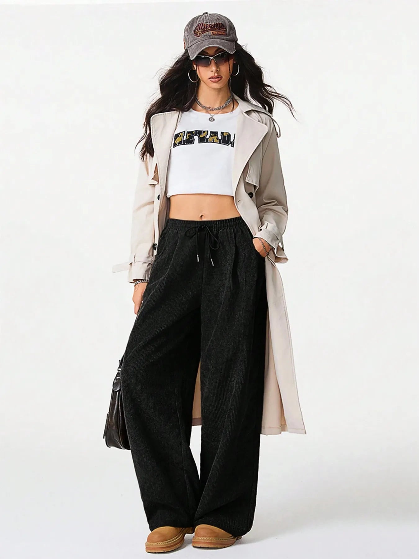 Wide Leg Drawstring Pants | Trousers Wide Leg Pants from PHUNKYN