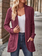 Ribbed Knit Open Front Cardigan with Pockets | Cardigans Cardigan from PHUNKYN